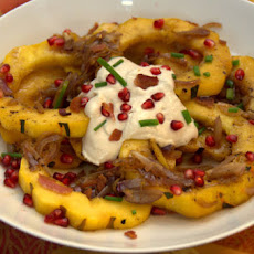 Roasted Delicata with Bacon-Shallots and Pomegranate