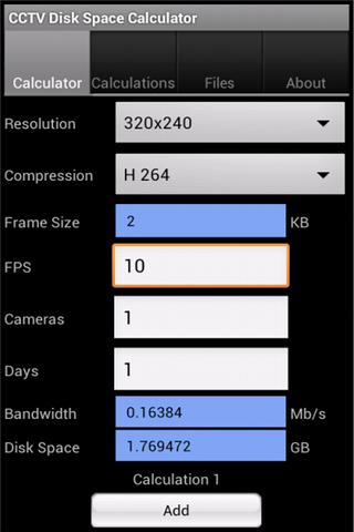 CCTV硬盘空间计算器