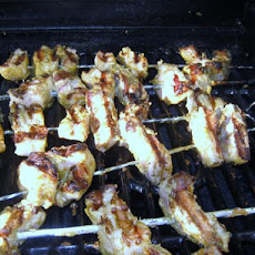 Grilled Pork Skewers With Peanut Basil Sauce
