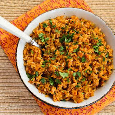 Baked Salsa Rice with Green Chiles, Lime, and Cilantro