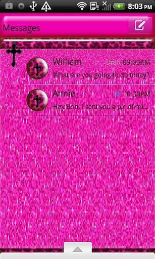 GO SMS THEME PinkLeopardCross