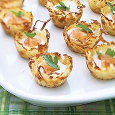 Potato Nests with Sour Cream and Smoked Salmon