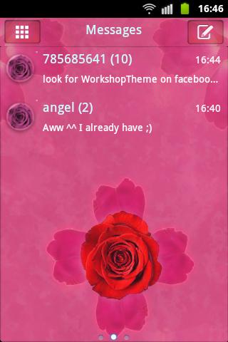 GO SMS Theme Pink Rose Cute