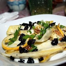 Endive Salad with Roasted Garlic, Walnuts and Oil Cured Olives with Meyer Lemon Cream