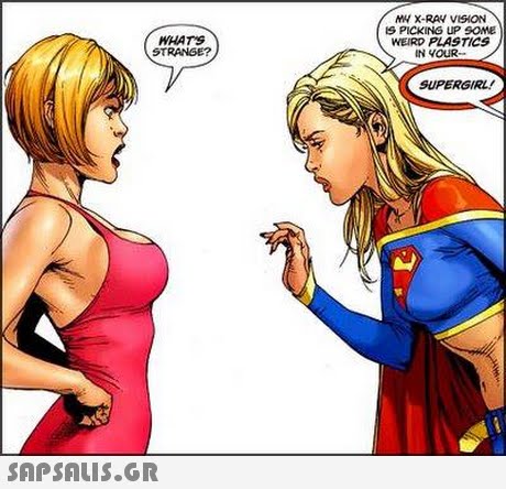 MN X-RAN VISION S PICKING UP SOME WEIRD PLASTICS N YOUR WHATS STRANGE? SUPERGIRL! 