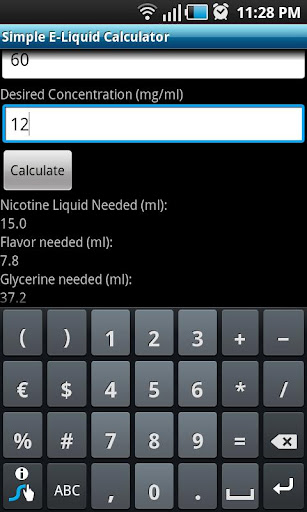 Simple E-Liquid Calculator