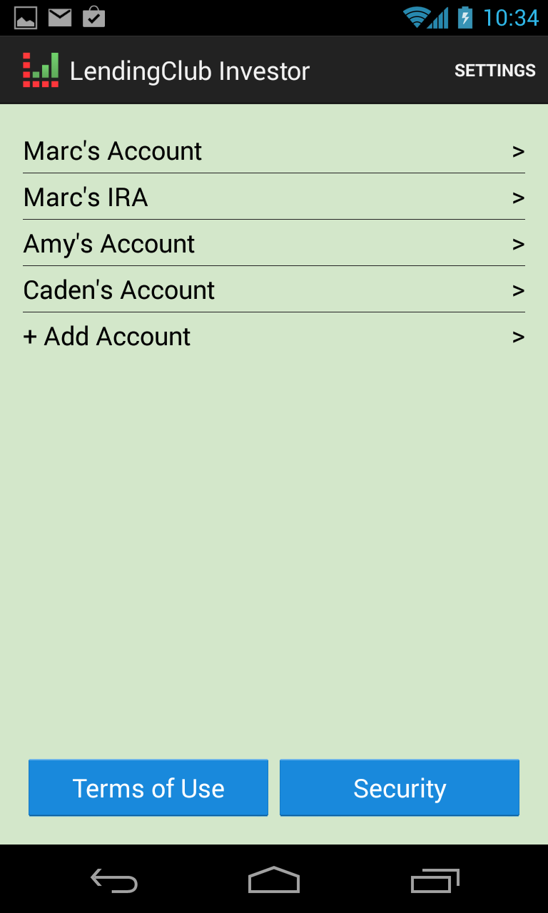 Android application LendingClub Investor screenshort