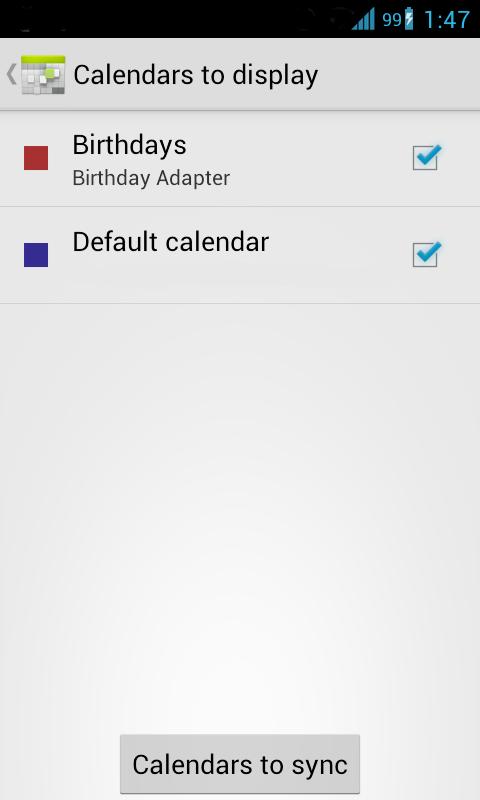 Android application Birthdays into Calendar screenshort