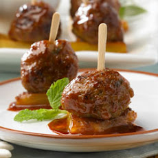 Grilled Pineapple Appetizer with Teriyaki Chicken Meatballs