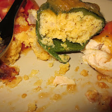 Cornbread Stuffed Poblanos With Chile Peach Sauce