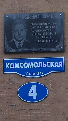 Мемориальная доска Конаржевскому Ю.А.