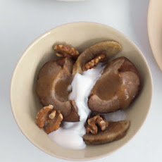 Baked Asian Pear And Banana With Date Sauce And Walnuts
