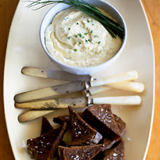 Camembert Caraway Spread on Pumpernickel Toasts