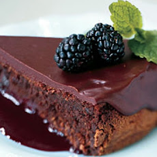 Dark Chocolate Torte with Spiked Blackberry Coulis