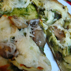 Mushroom, Onion and Basil Pizza