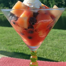 Cantaloupe and Blueberries With Fresh Strawberry Sauce
