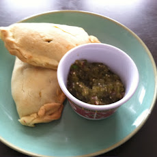 Scrambled Egg, Poblano and Goat Cheese Empanada with Salsa Verde