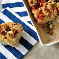 Blood Orange Olive Focaccia with Feta and Dried Mint