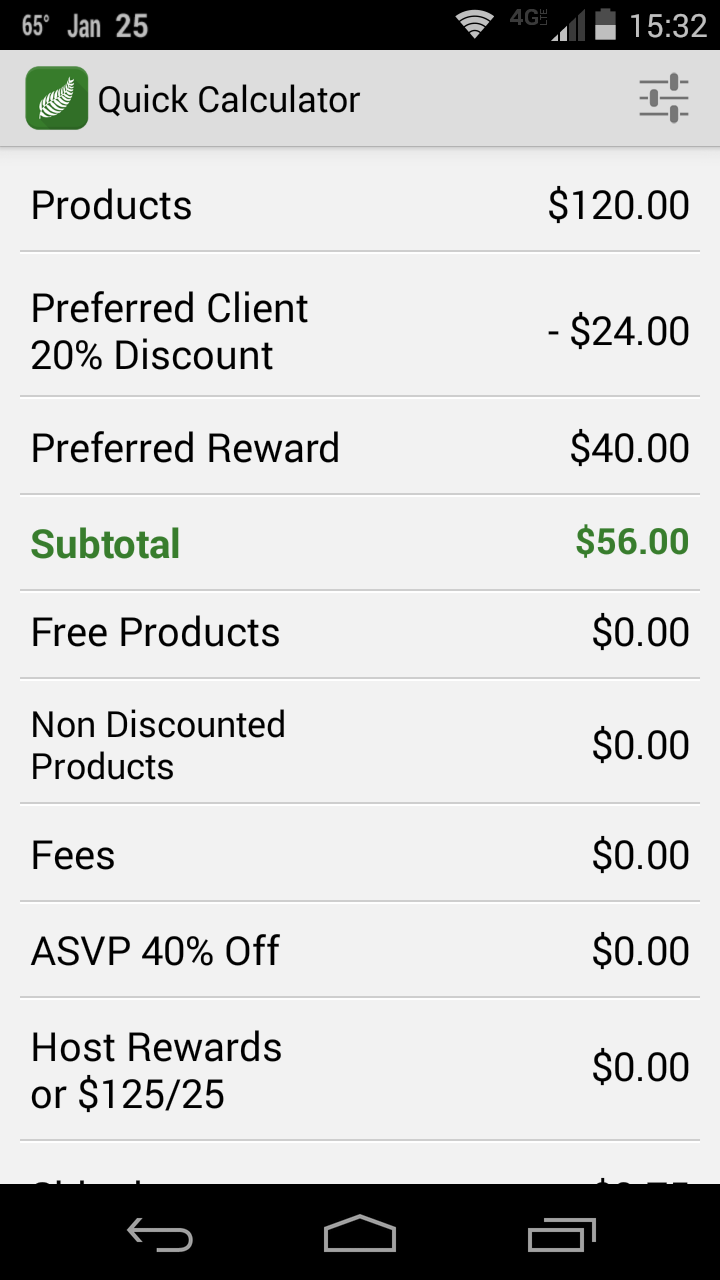 Android application Quick Calculator for Arbonne screenshort