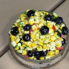 Slightly Charred Spicey Corn with Blueberries Relish