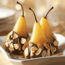 Almond Chocolate Poached Pears