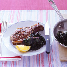Sauteed Pork Chop with Wilted Kale