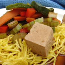 Nell Newman's Marinated Ginger Tofu over Crispy Browned Soba Noo