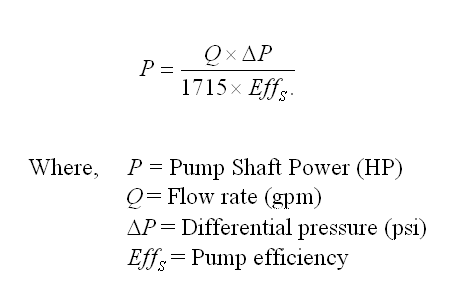 Chemical & Process Technology: Estimate Pump Power Consumption without  Vendor Information