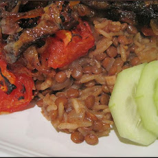 Lebanese Lentil/Rice Pilaf With Blackened Onions