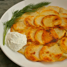 Skillet Potato Cake with Dill Sour Cream