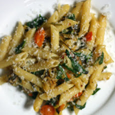 Penne with Fried Zucchini, Sun Golds, and Arugula