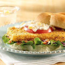 Spicy Fish Sandwich with Peach Remoulade