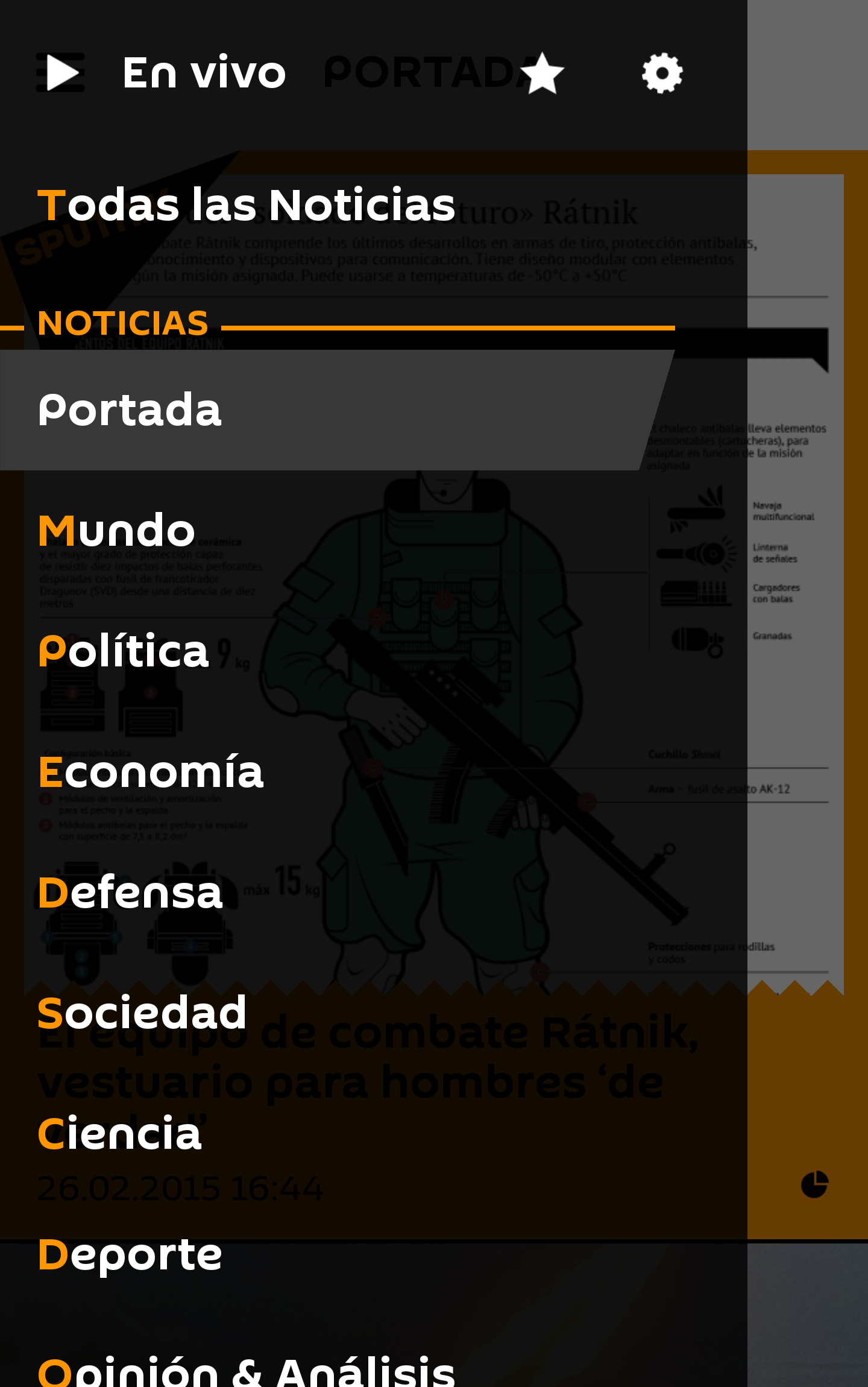 Android application Sputnik News screenshort