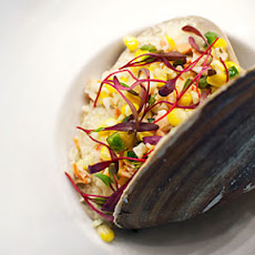 Clams Tamalli with Blistered Chile Verde Meunière