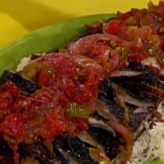 Grilled Chicken Thighs Cacciatore with Super Smashed Garlic Potatoes