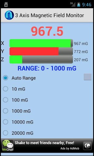 3 Axis Magnetic Field Monitor