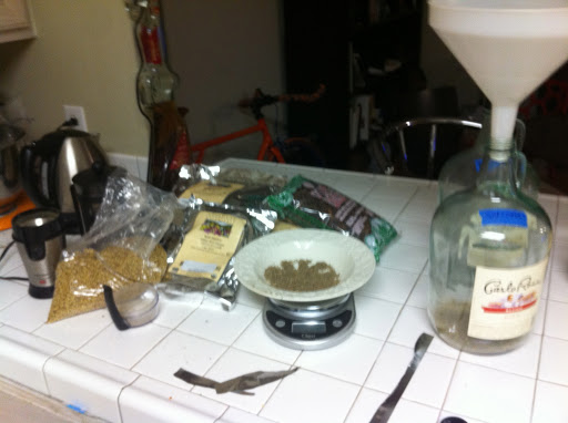 herbs, scales and a coffee grinder