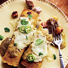 Pork and Plantain Enchiladas with Black Bean Puree