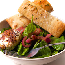 Wilted Spinach and Onion Salad with Herbed Goat Cheese