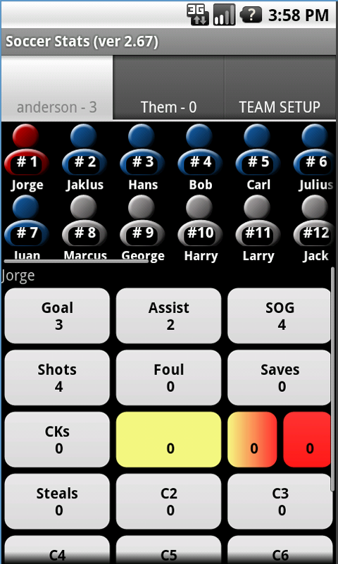 Android application Soccer Stats w/ Timer screenshort