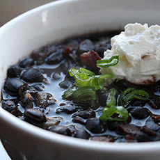 Black beans with sausage and bacon