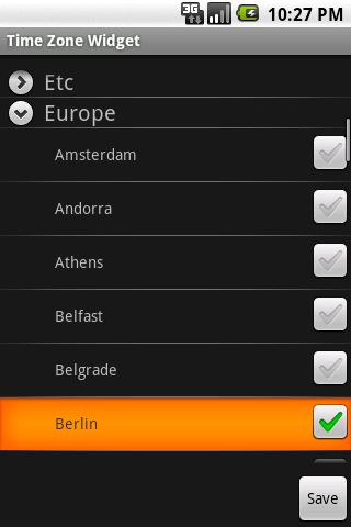 Time Zone Widget