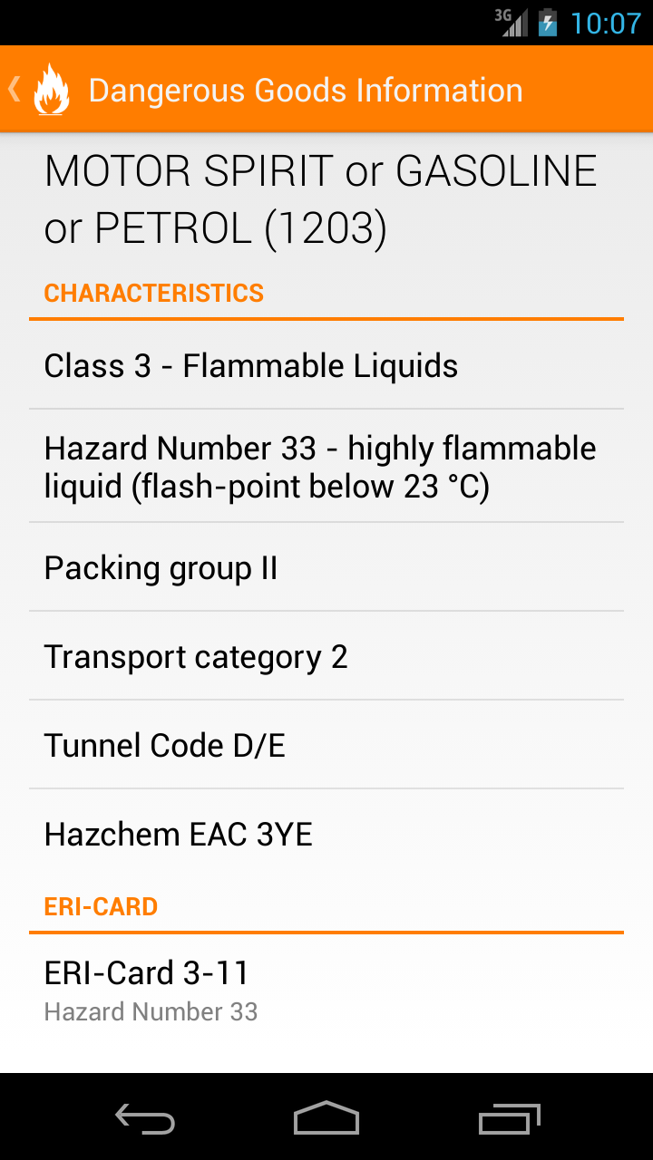 Android application Dangerous Goods Manual screenshort