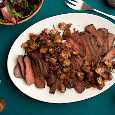 Balsamic-Marinated Steak and Unstuffed Mushrooms