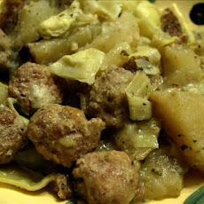 Greek-Style Slow cooker Sausage and Artichokes
