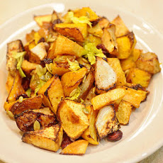 Oven-Roasted Vegetables with Apples, Dried Cranberries, and Pumpkin Seeds