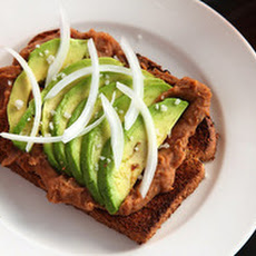 Toast With Refried Beans and Avocado (Vegan)
