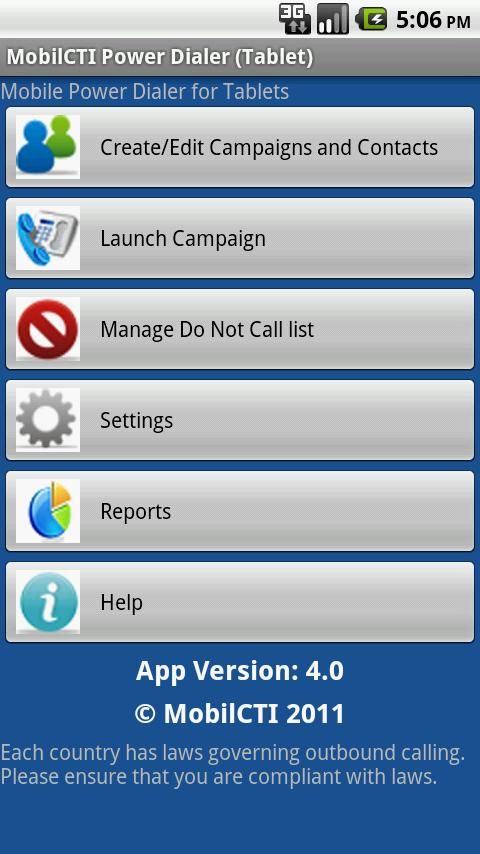 Android application Auto Power Dialer (Tablet) screenshort