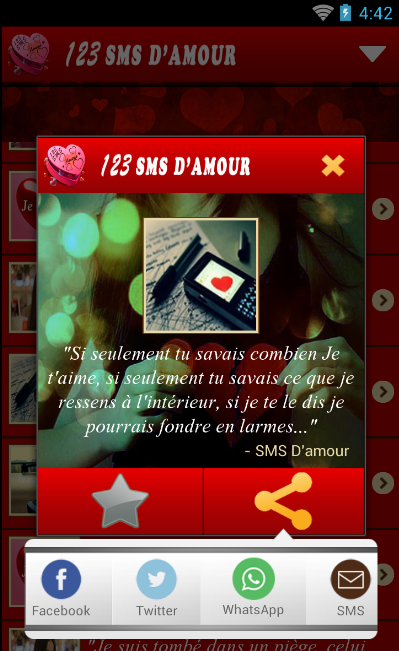 Android application 123 SMS damour screenshort
