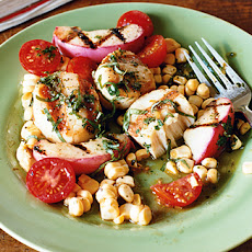 Grilled Scallops and Nectarines with Corn and Tomato Salad